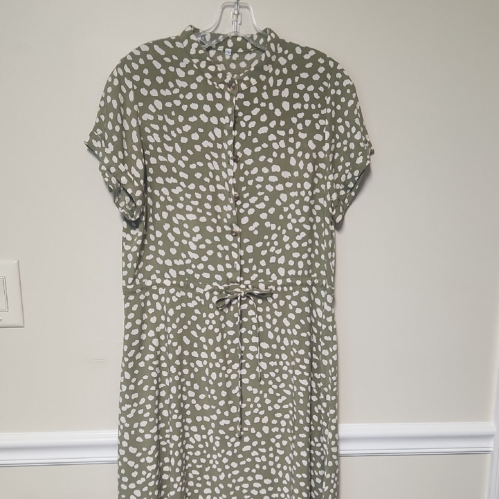 Olive Green Polka Dot Dress
